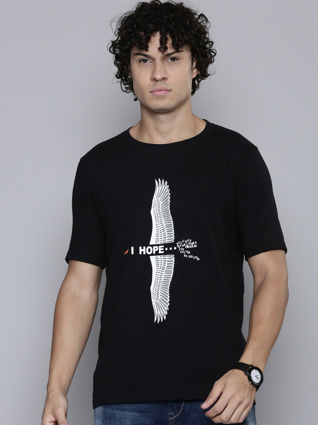 

SMARTEES Graphic Printed Cotton T-shirt, Black