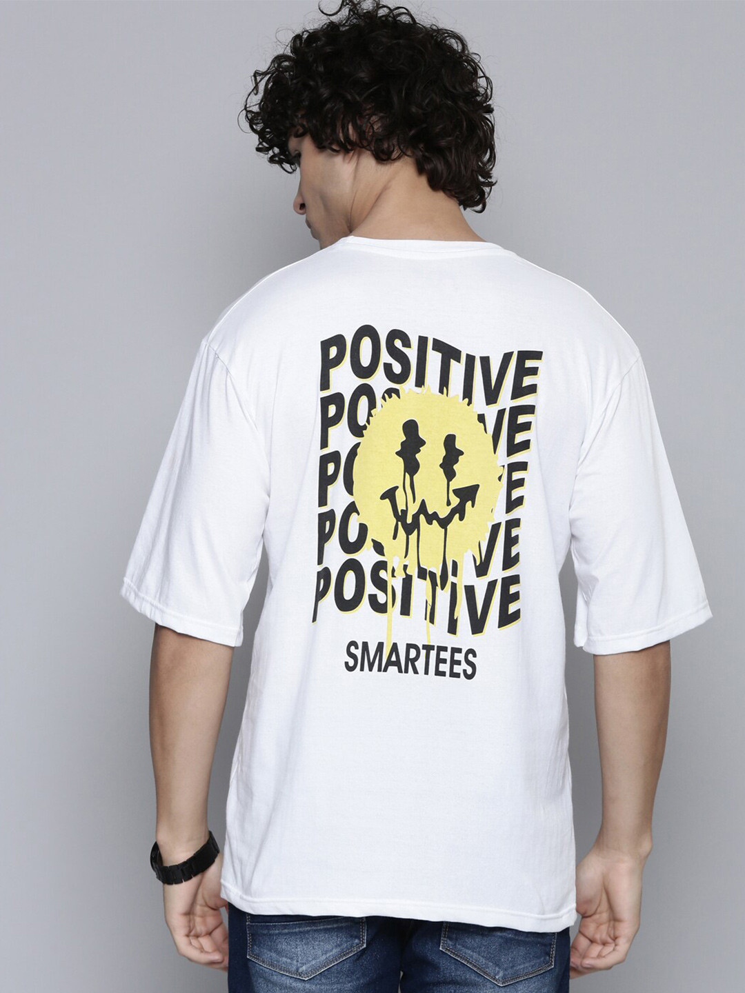 

SMARTEES Typography Printed Round Neck Loose Cotton T-shirt, White