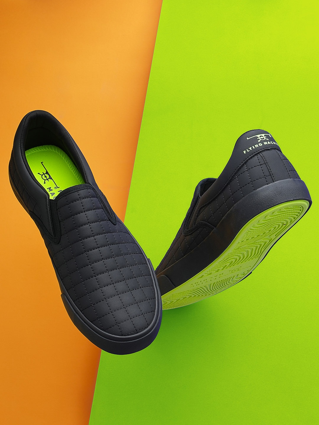 

Flying Machine Men Textured Slip-On Sneakers, Black