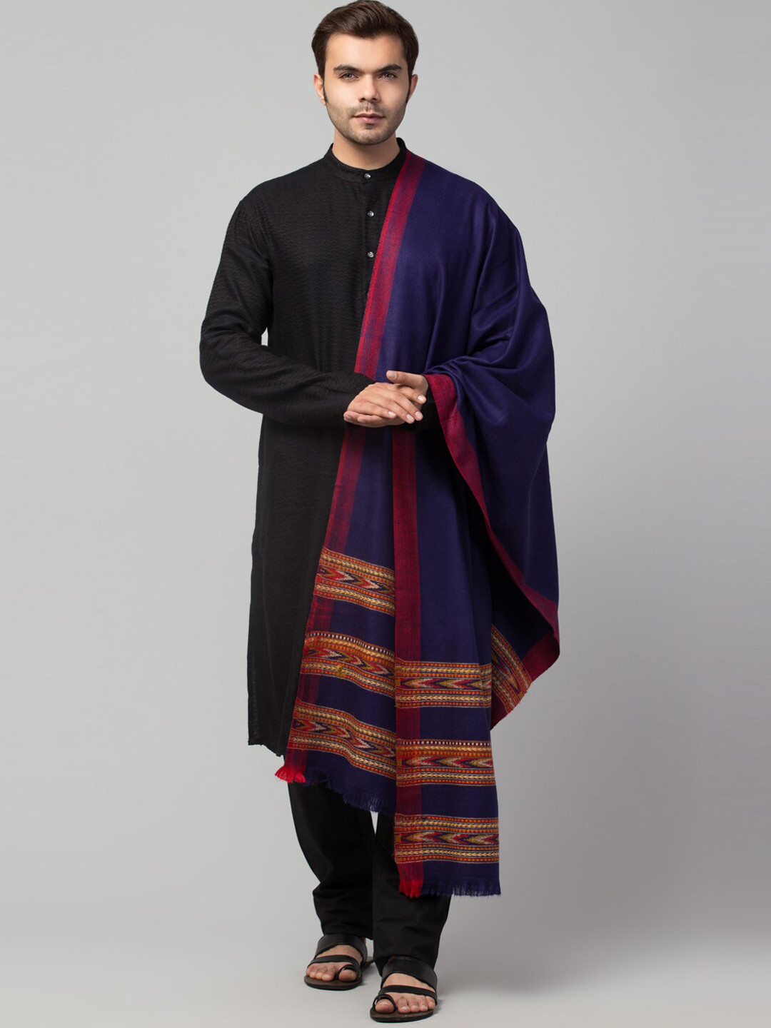 

Tweedle Ethnic Motifs Woven Design Shawl, Blue