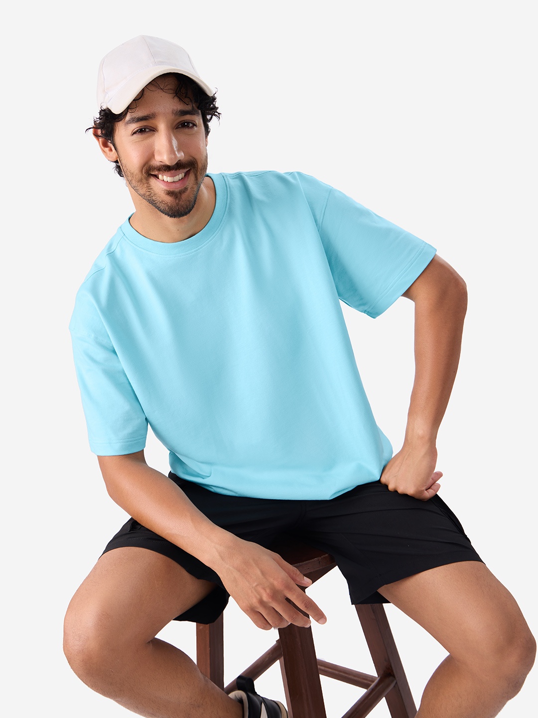 

The Souled Store Drop Shoulder Sleeves Pure Cotton T-shirt, Blue