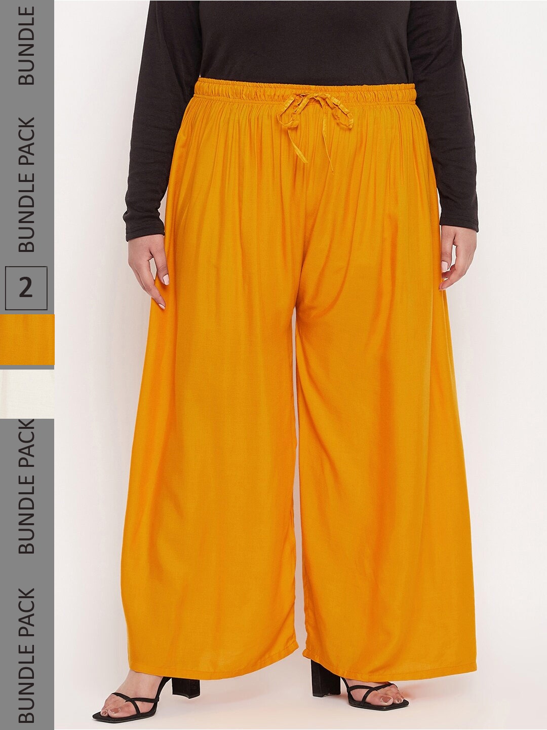 

CLORA CREATION PLUS Women Pack Of 2 Straight Fit Palazzos, Yellow