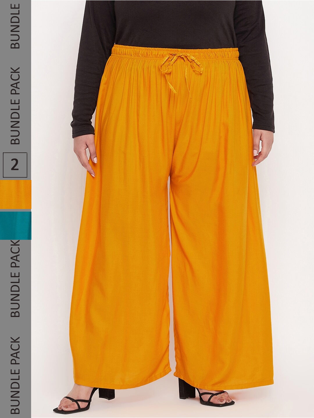 

CLORA CREATION PLUS Women Pack Of 2 Straight Fit Palazzos, Yellow