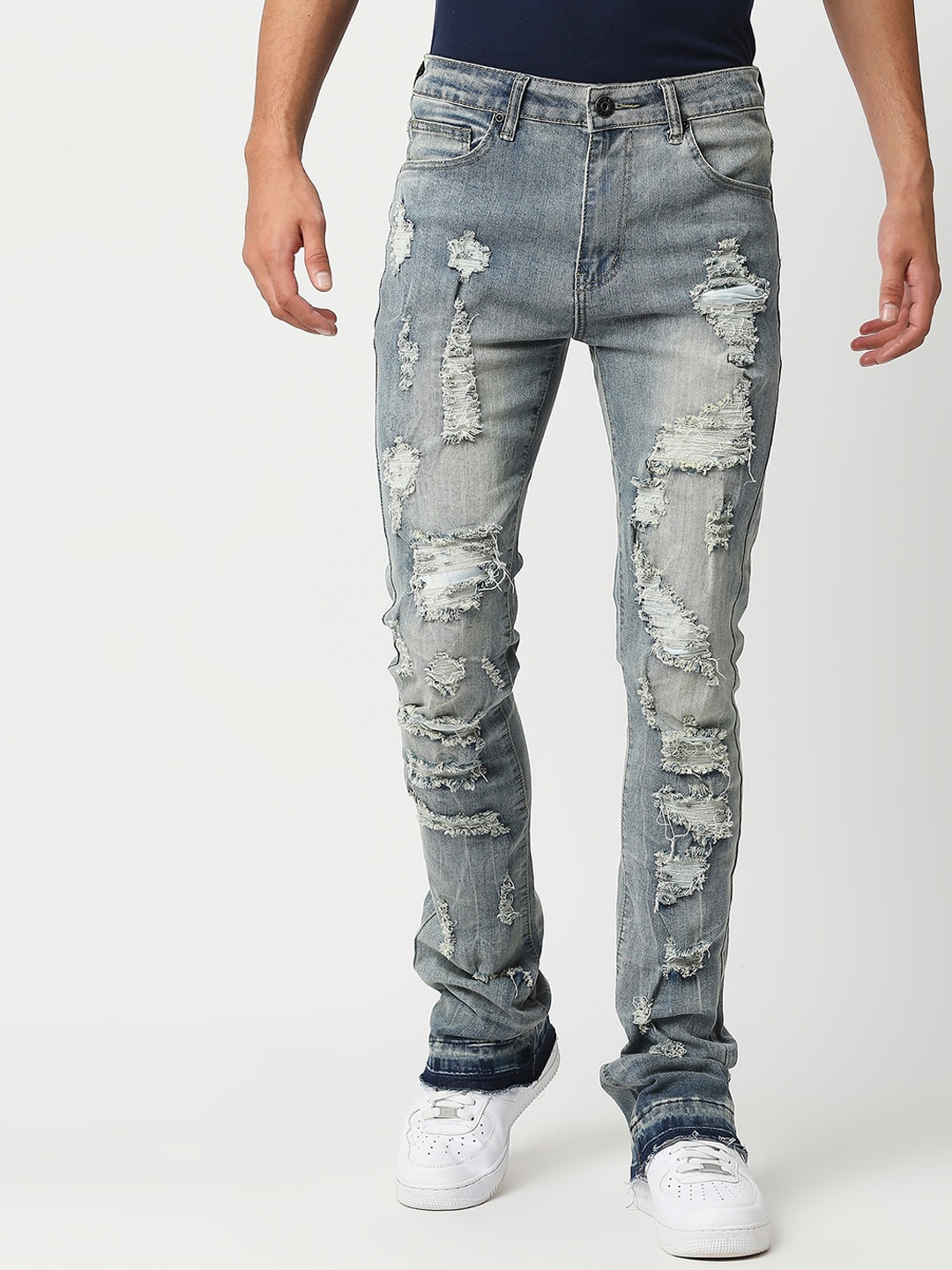 

WAIMEA Men Highly Distressed Heavy Fade Stretchable Jeans, Blue