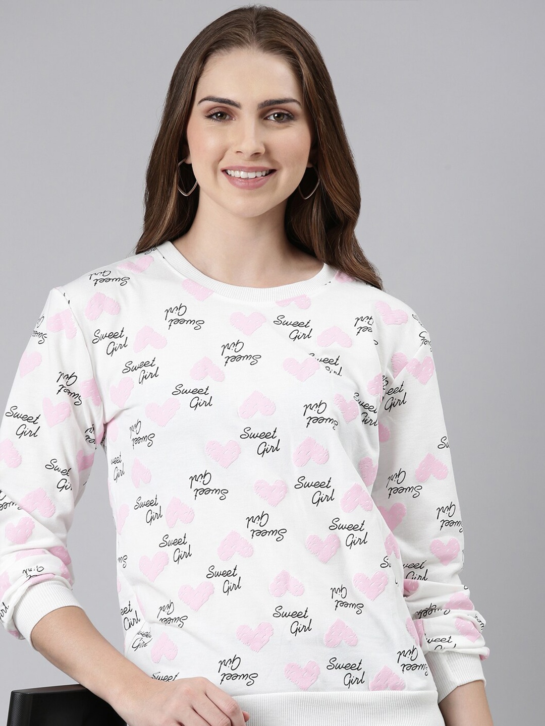 

SHOWOFF Conversational Printed Cotton Sweatshirt, White