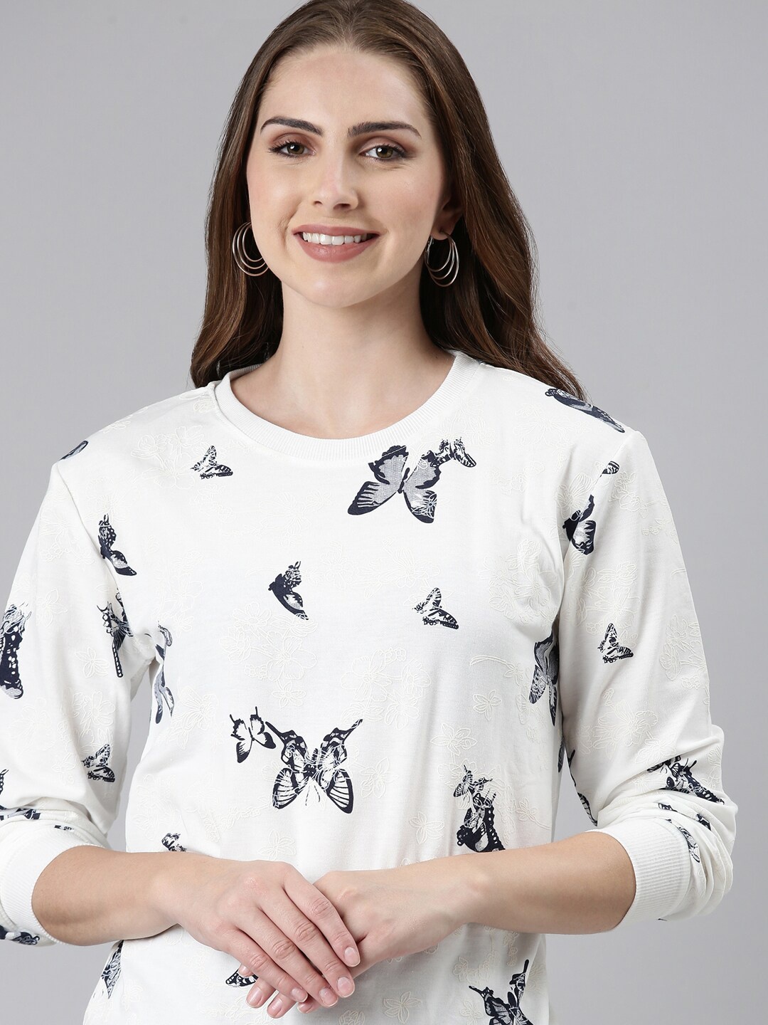 

SHOWOFF Conversational Printed Cotton Sweatshirt, White