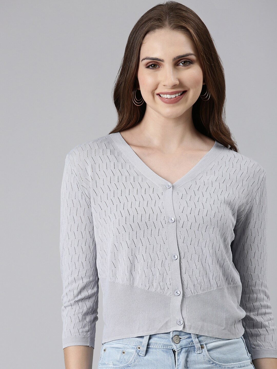 

SHOWOFF Women V-Neck Cardigan, Grey