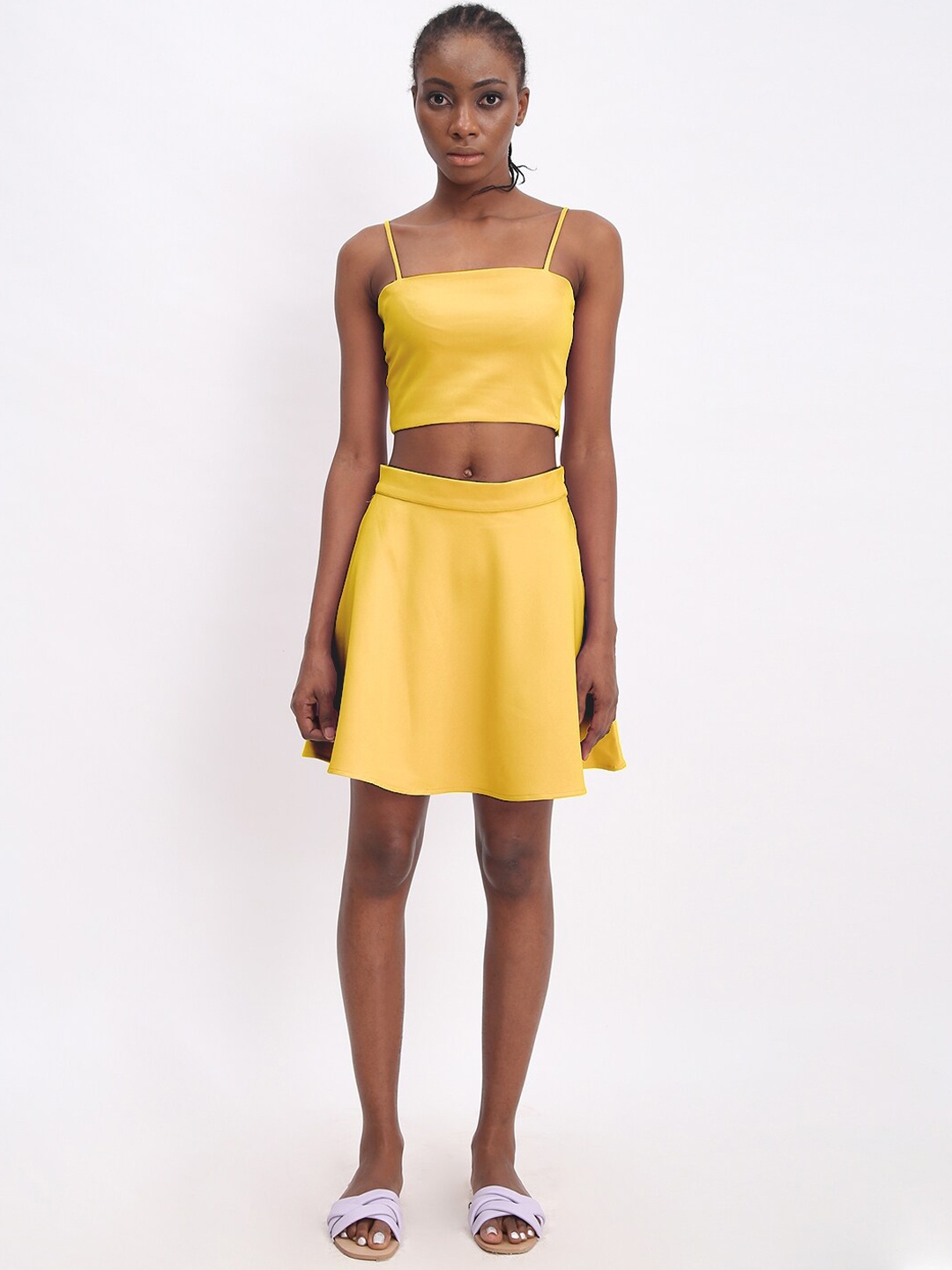 

Samshek Pleated Flared Mini Skirt, Mustard