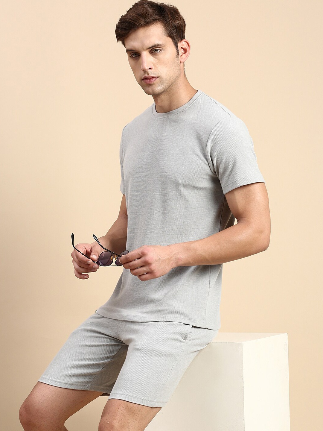 

SHOWOFF Typography Printed T-Shirt & Shorts, Grey
