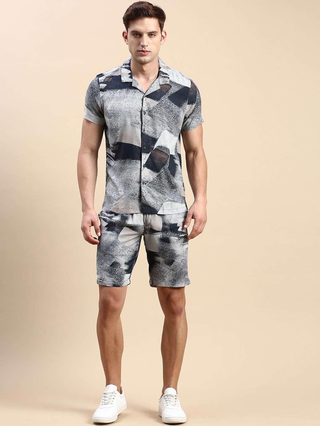 

SHOWOFF Printed Shirt With Shorts, Navy blue