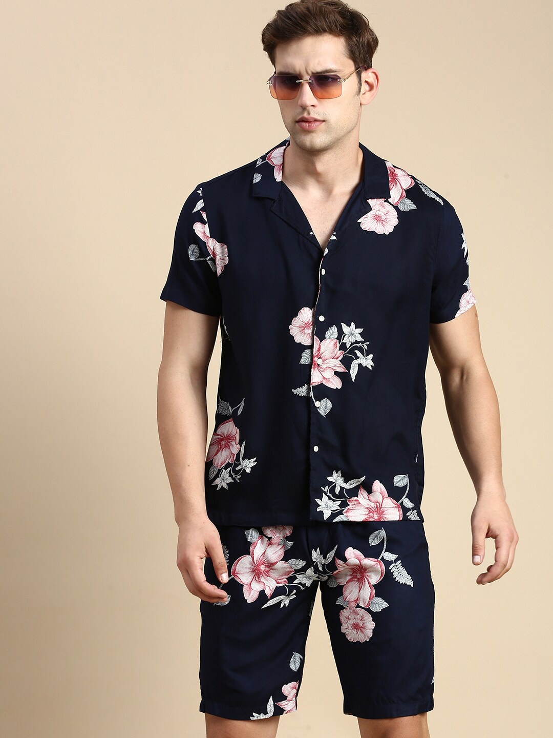 

SHOWOFF Printed Shirt With Shorts, Navy blue