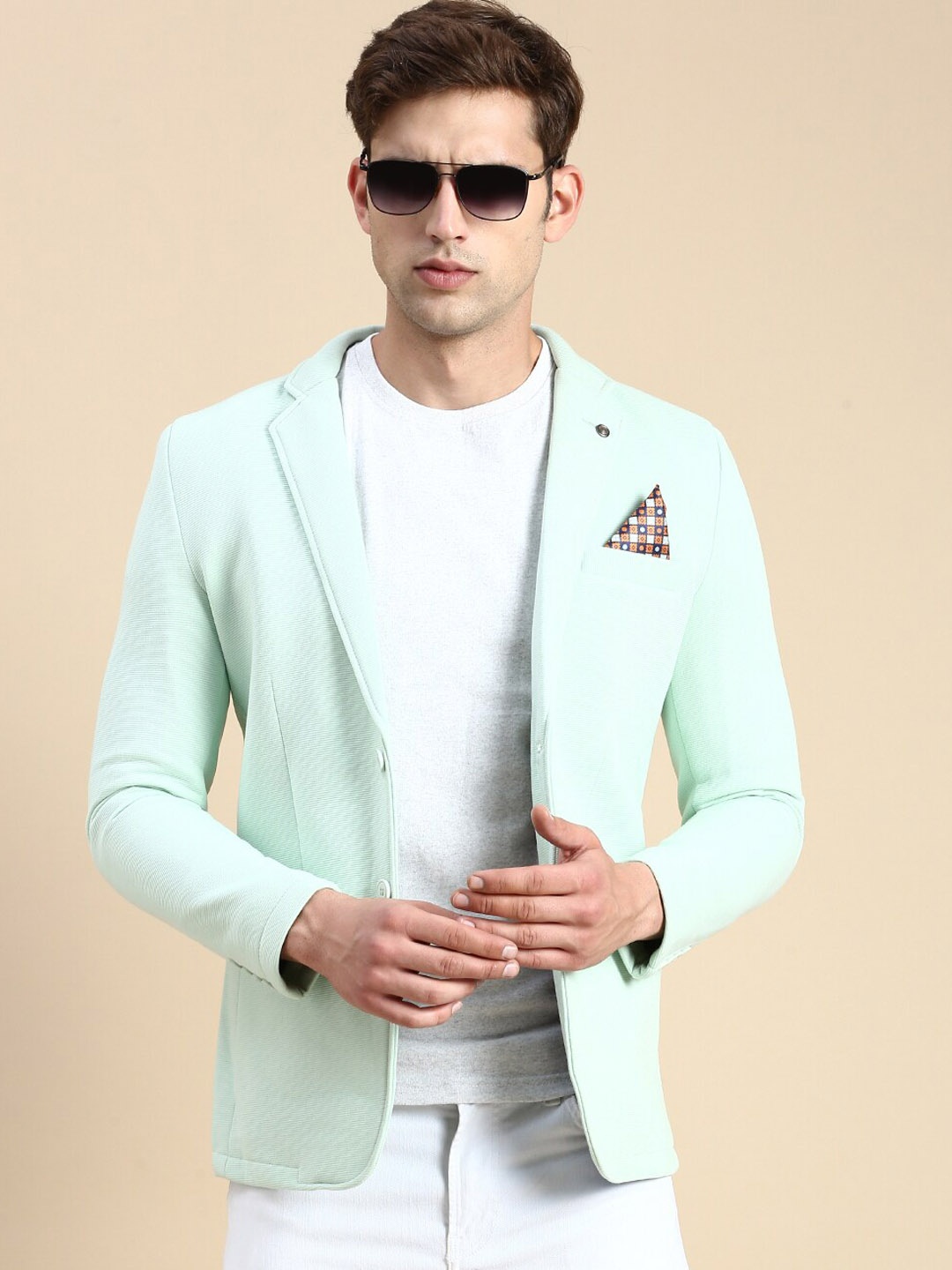 

SHOWOFF Slim-Fit Single Breasted Blazer, Sea green