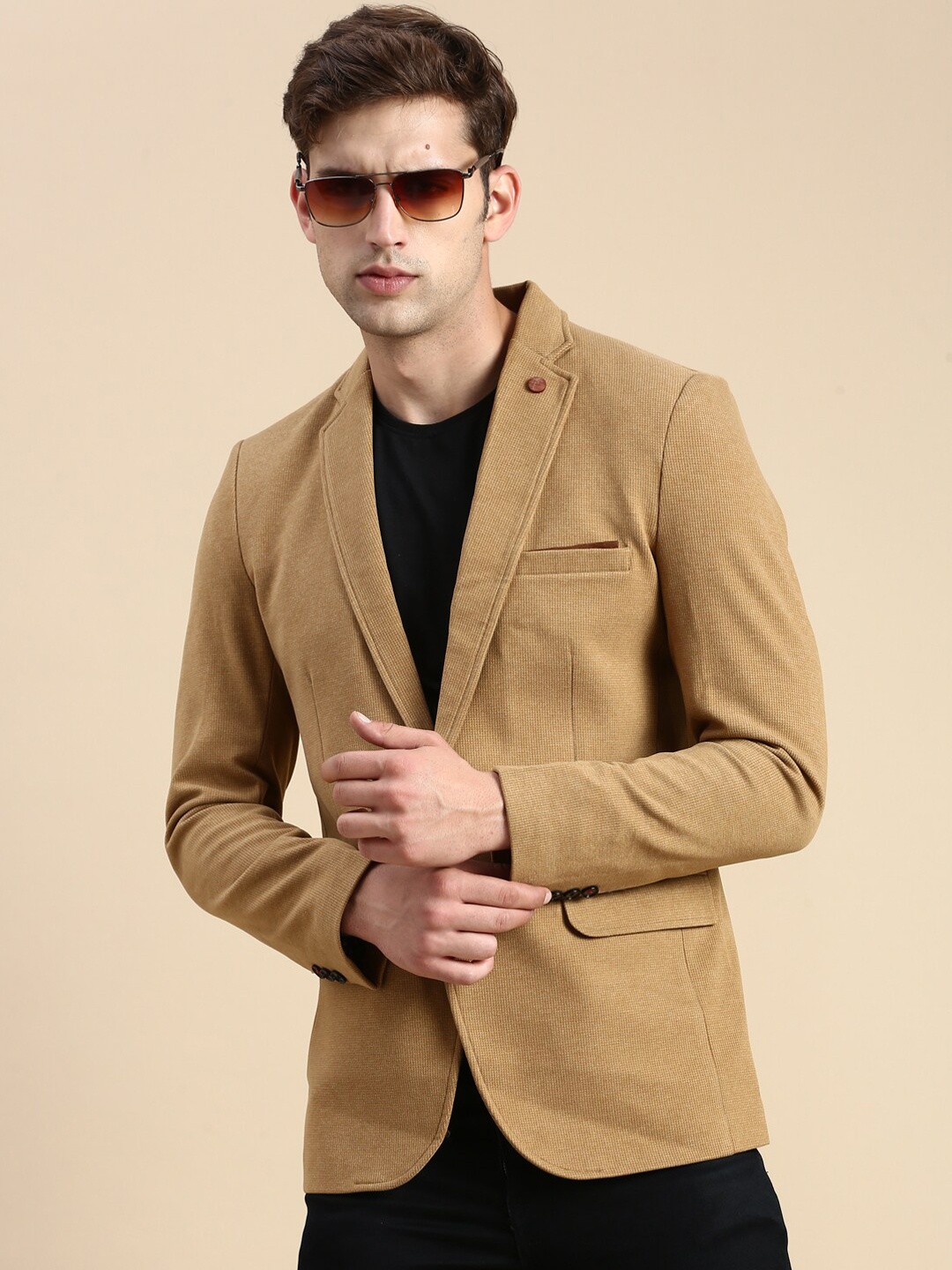 

SHOWOFF Slim-Fit Single Breasted Blazer, Khaki