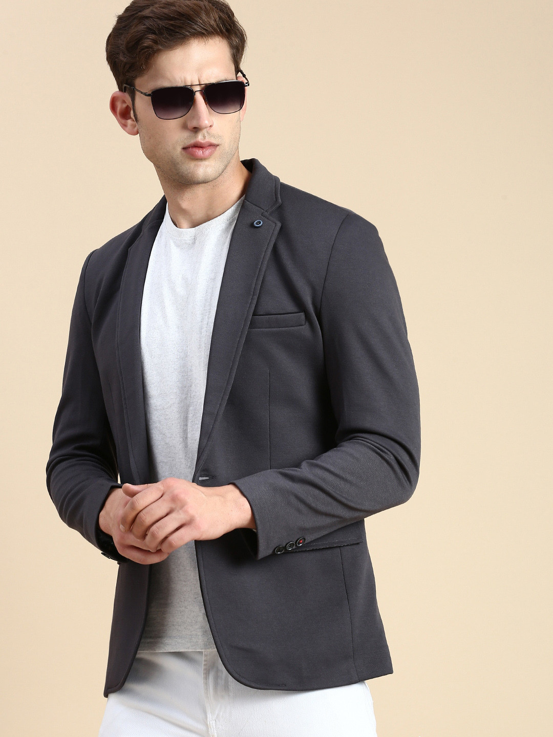 

SHOWOFF Slim-Fit Single Breasted Blazer, Grey