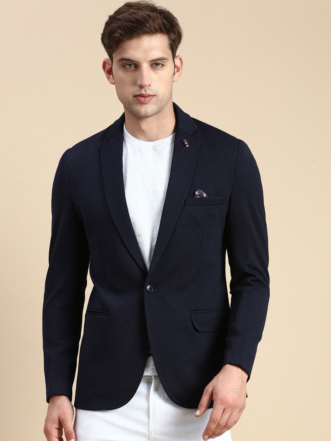 

SHOWOFF Slim-Fit Single Breasted Blazer, Navy blue