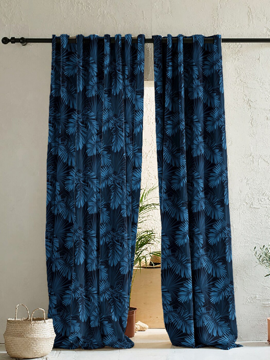 

SPACES Elegant Blue 2 Pieces Room Darkening Window Curtains