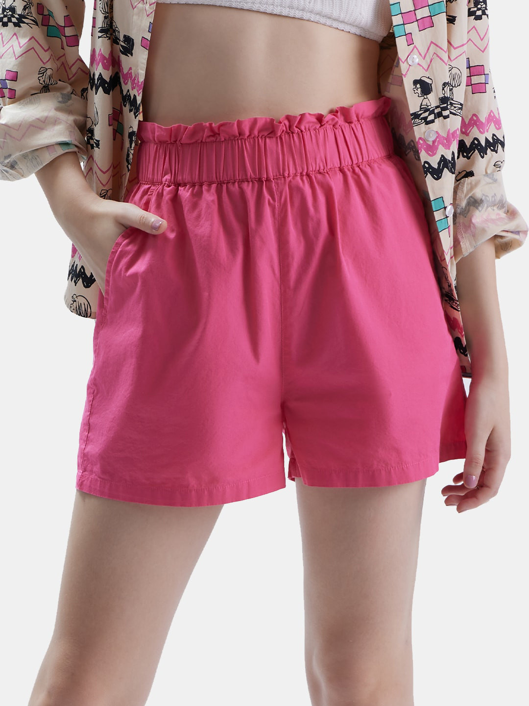 

The Souled Store Women Pink Mid-Rise Cotton Shorts