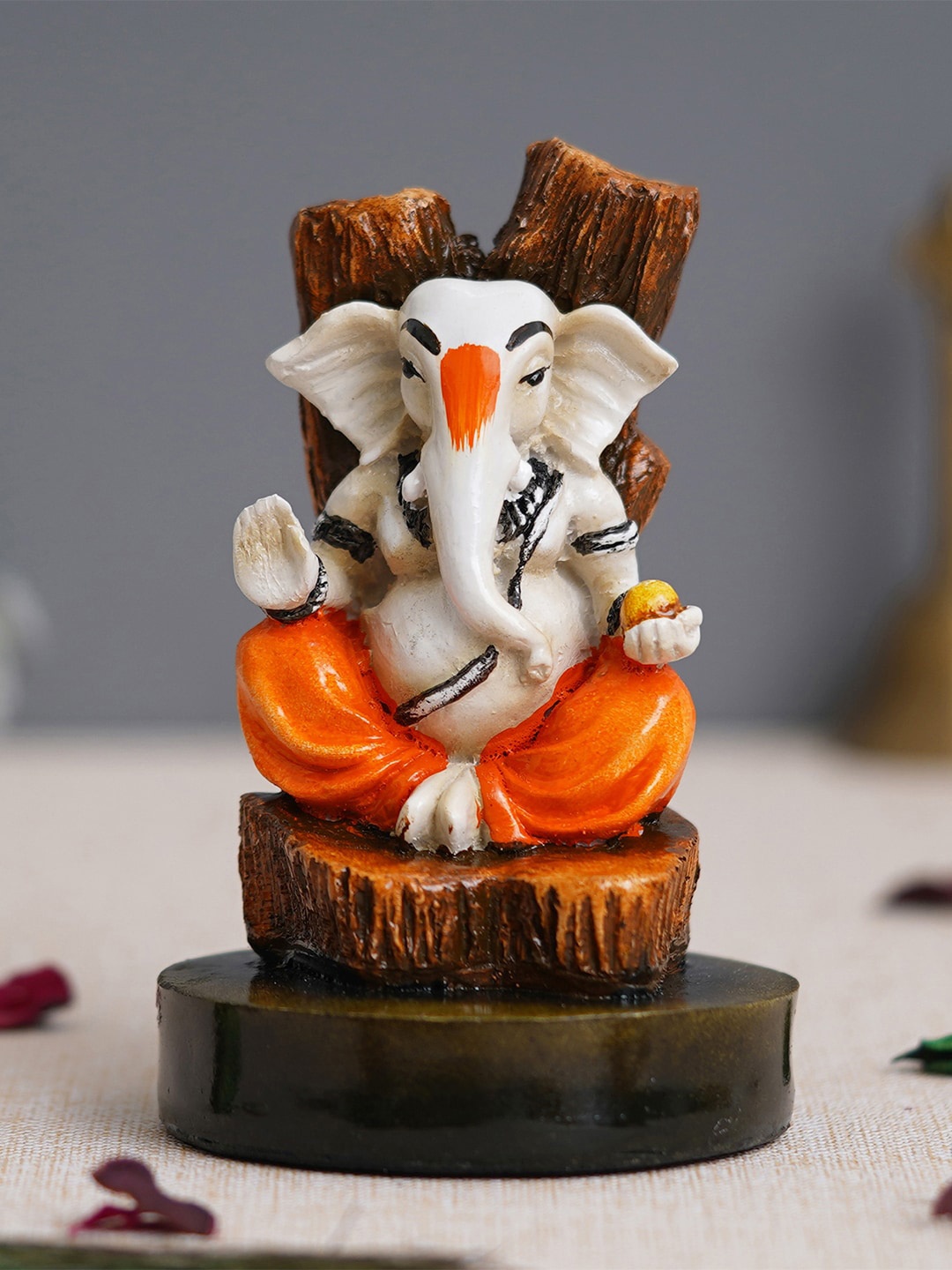 

eCraftIndia Orange Colored Blessing Lord Ganesha Statue God Idol Showpieces