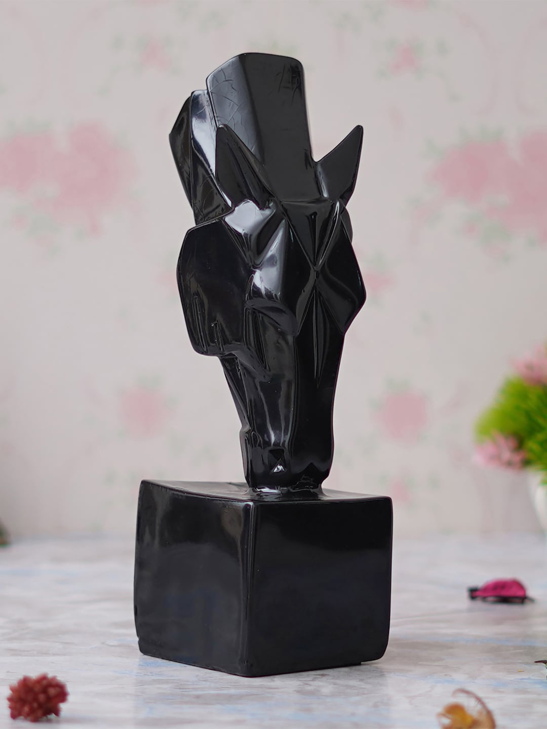 

eCraftIndia Black Horse Head Statue Sculpture Showpieces