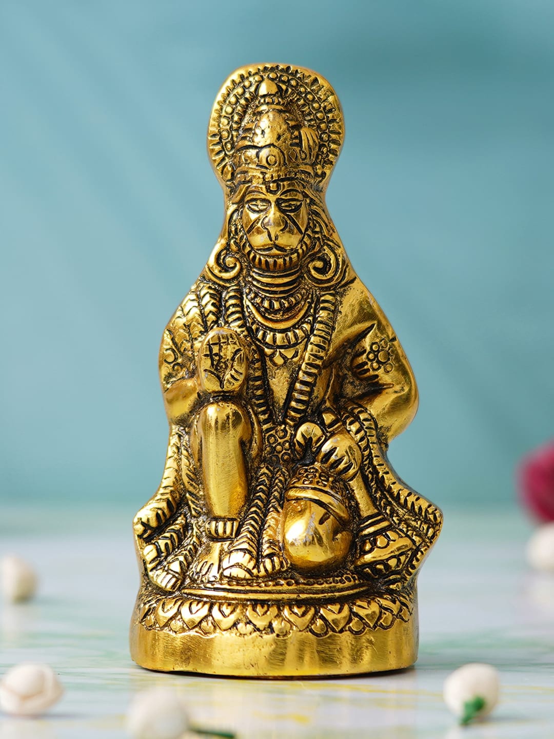 

eCraftIndia Gold Toned Blessing Lord Hanuman Idol Showpieces