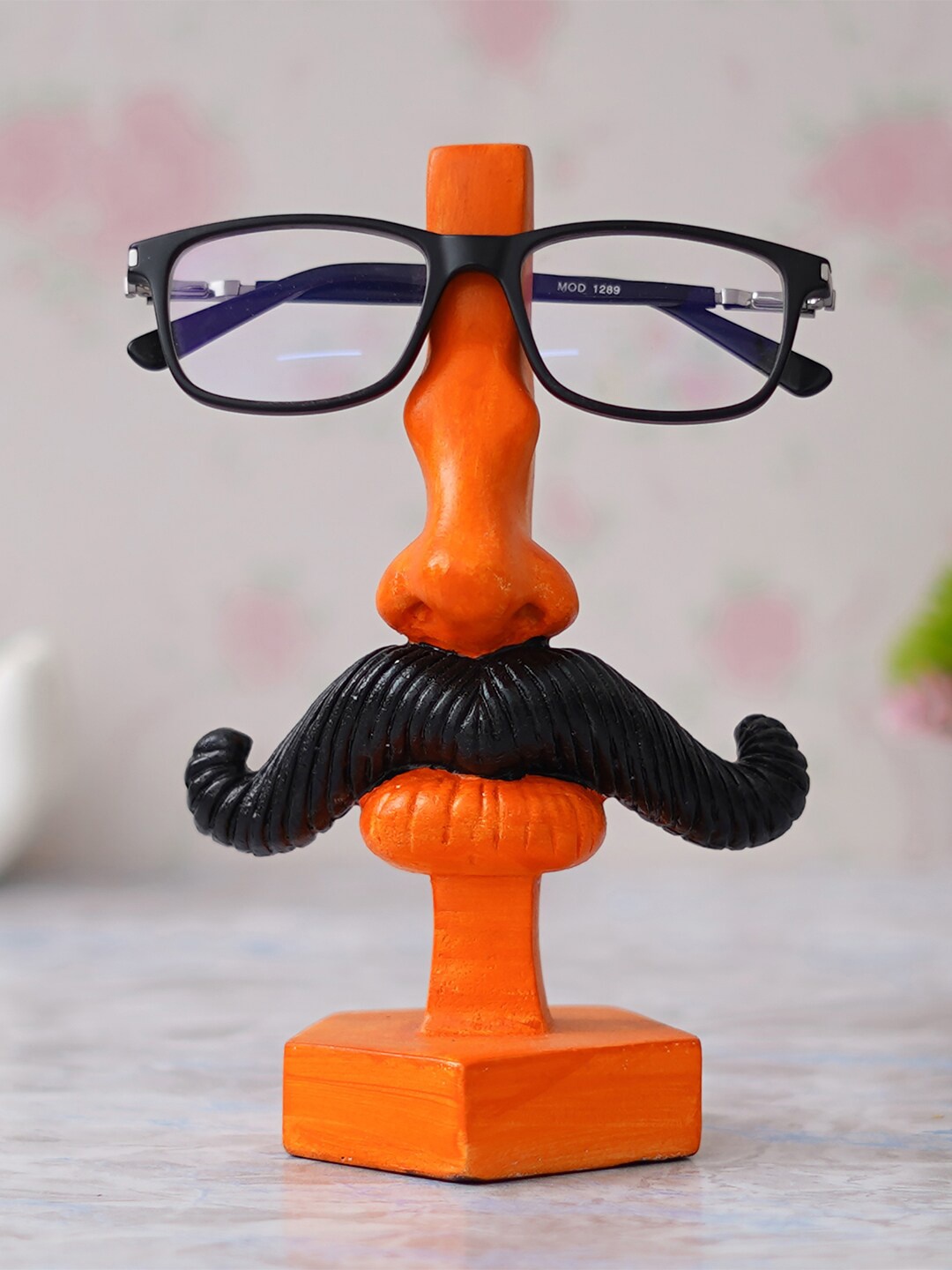 

eCraftIndia Ornage & Black Man Nose and Moustache Shaped Sunglasses Holder Showpieces, Orange