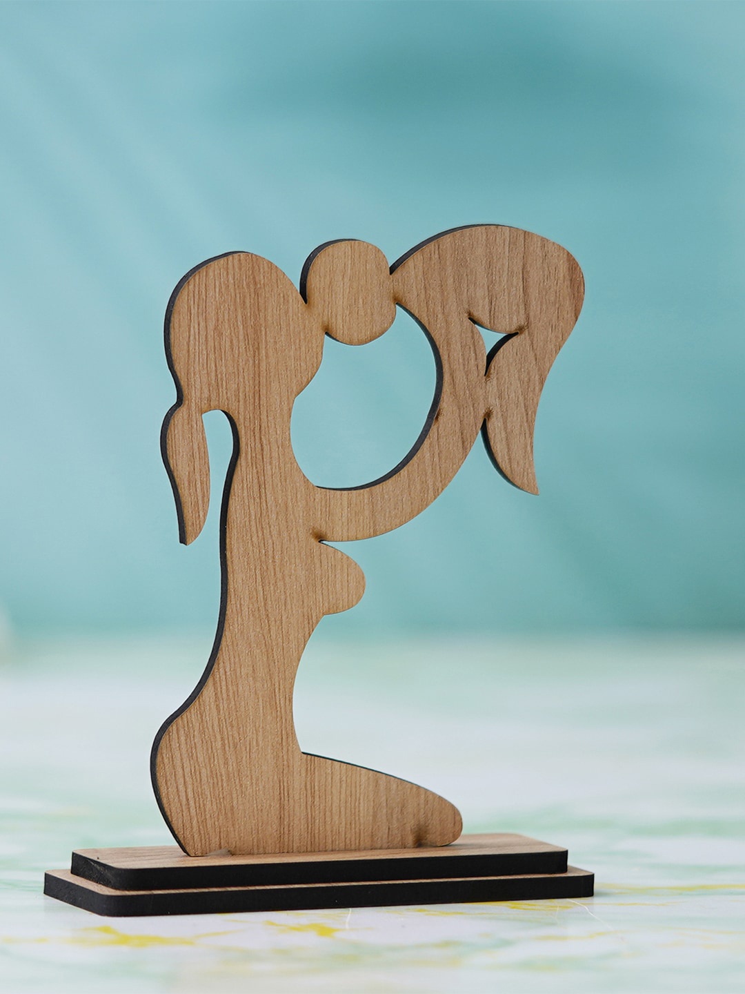 

eCraftIndia Brown Mother Holding Baby Wooden Idol Showpiece