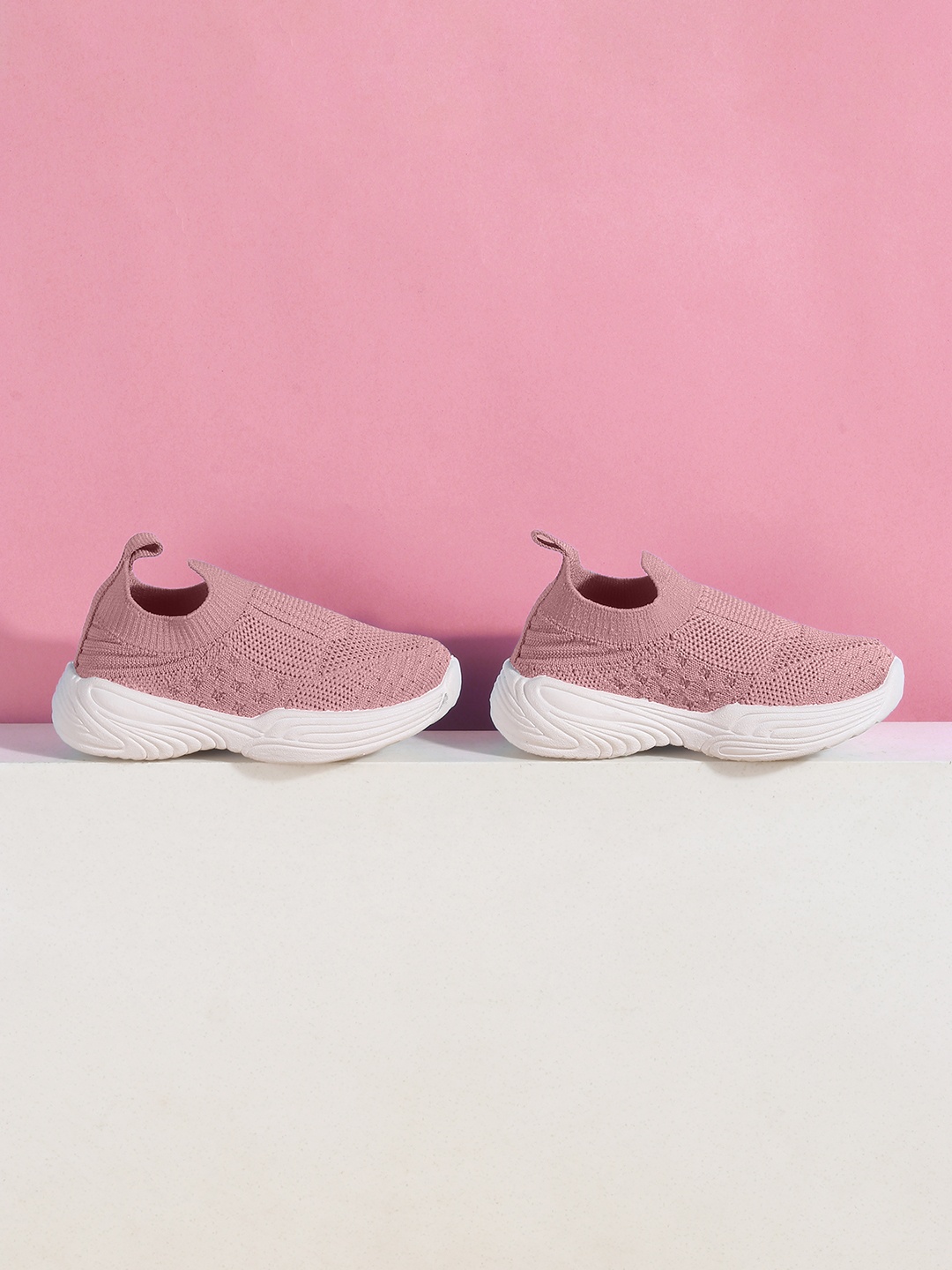 

Jazzy Juniors Kids Woven Design Lightweight Slip-On Sneakers, Pink