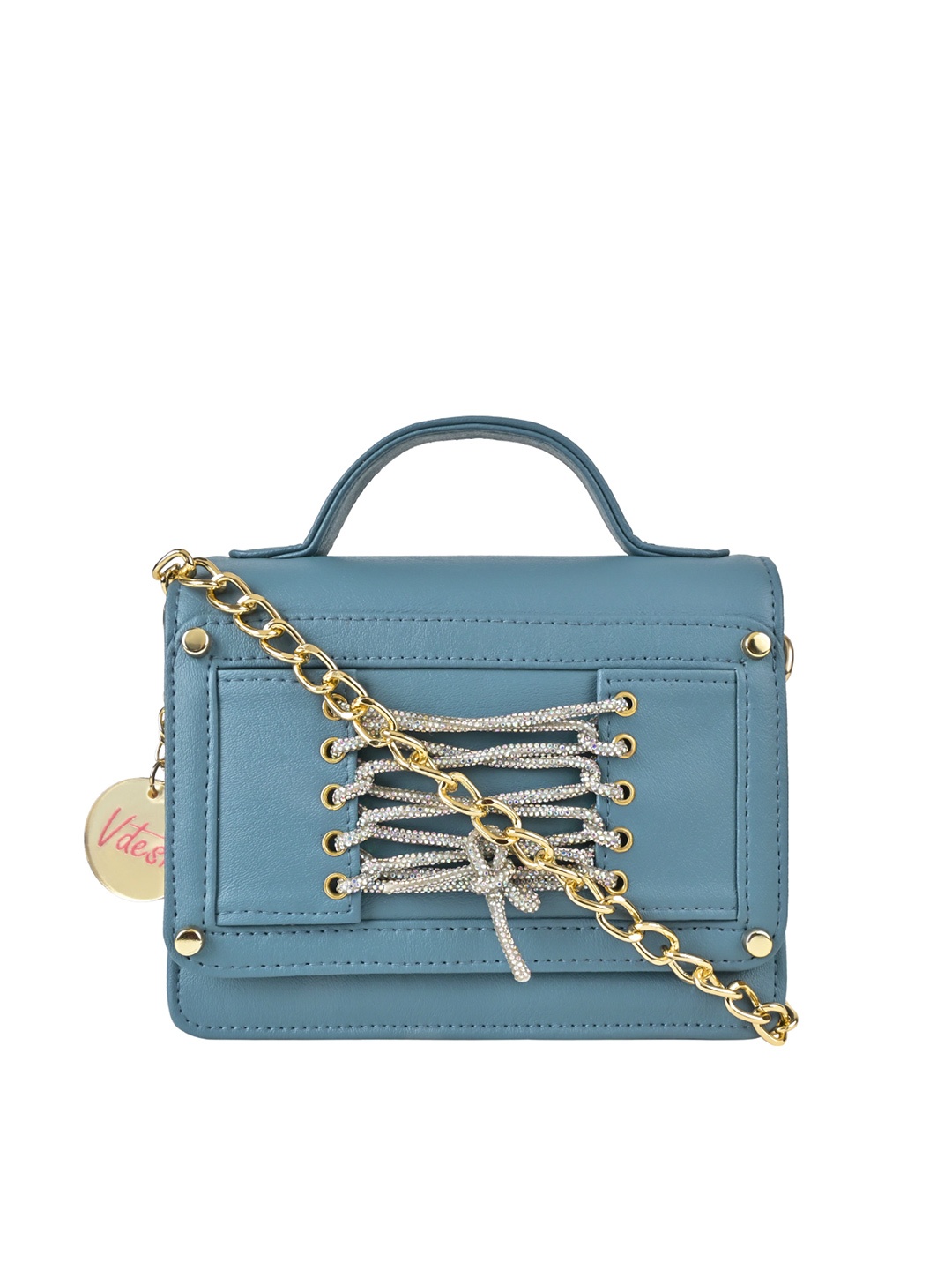 

Vdesi Solid PU Structured Tie up Sling Bag, Blue