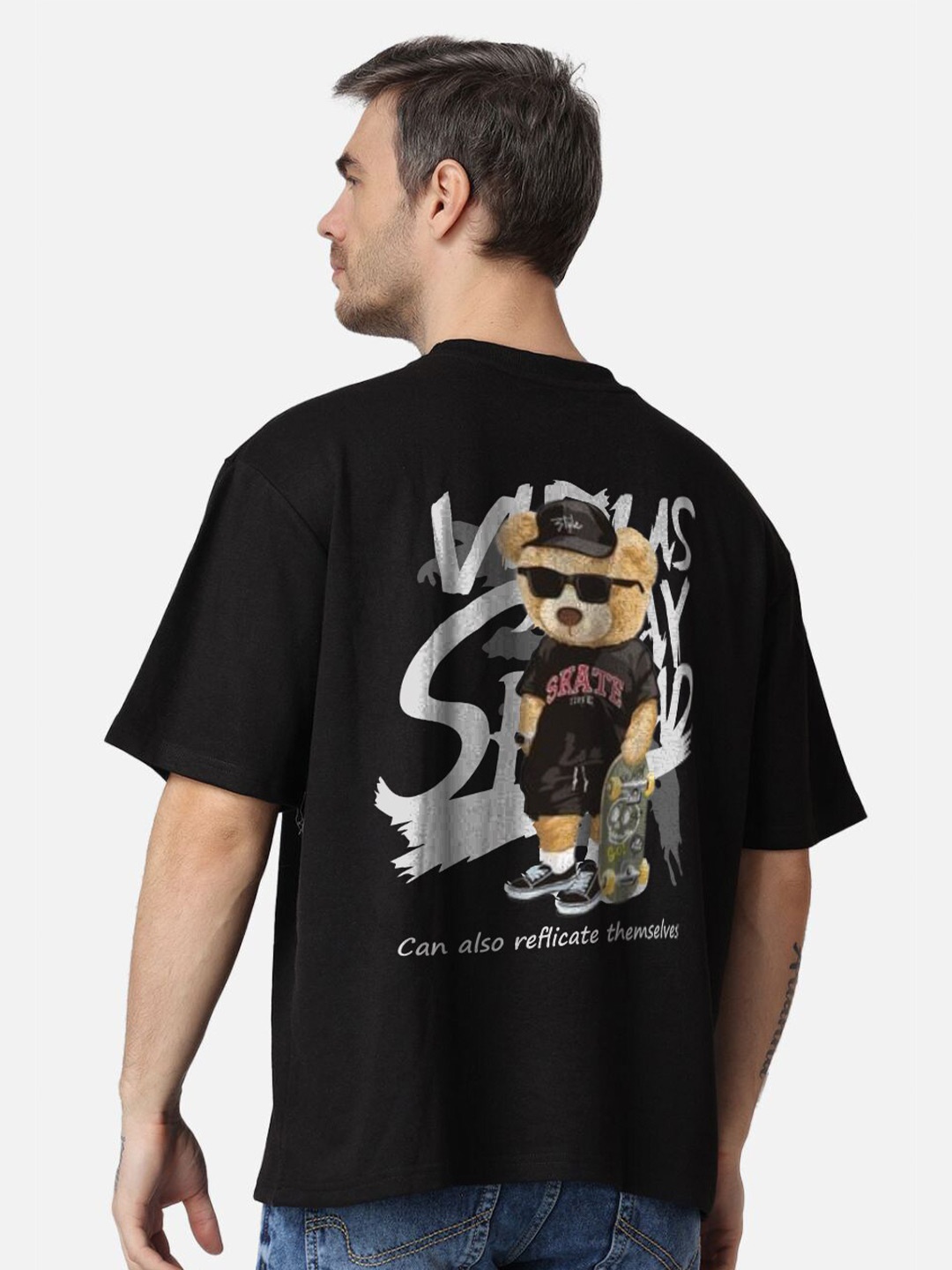 

The Label Bar Graphic Printed Loose T-shirt, Black