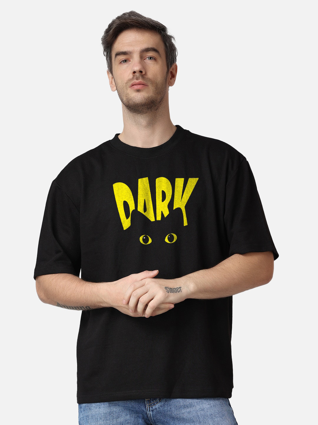 

The Label Bar Typography Printed Loose T-shirt, Black
