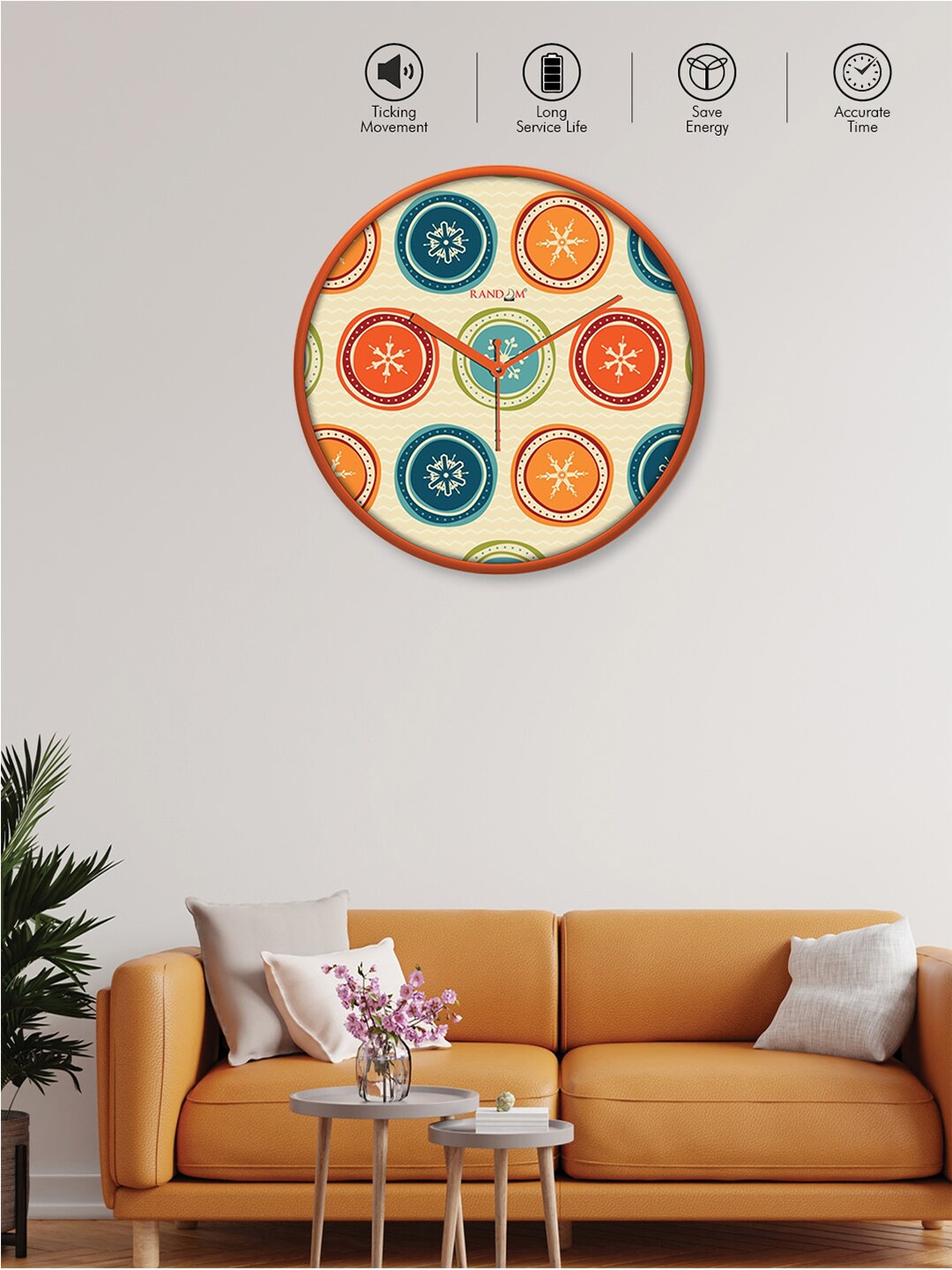

RANDOM Orange & Beige Printed Analogue Contemporary Wall Clock