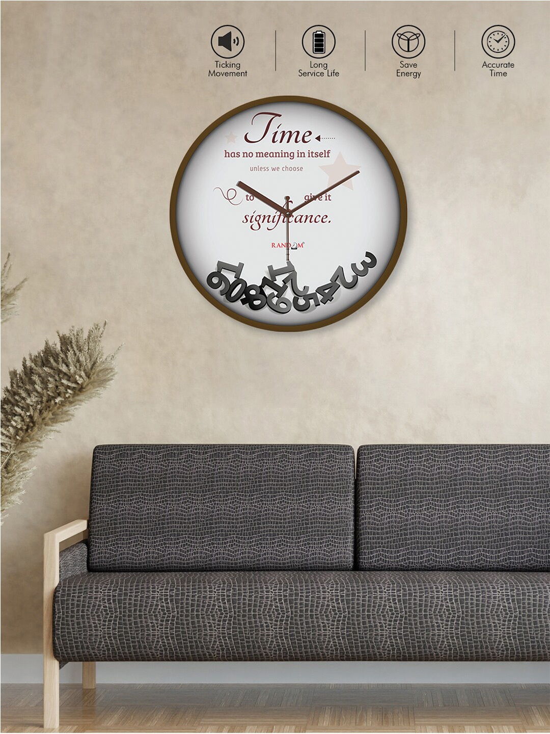 

RANDOM Brown & White Printed Classic & Modern Analogue Contemporary Wall Clock