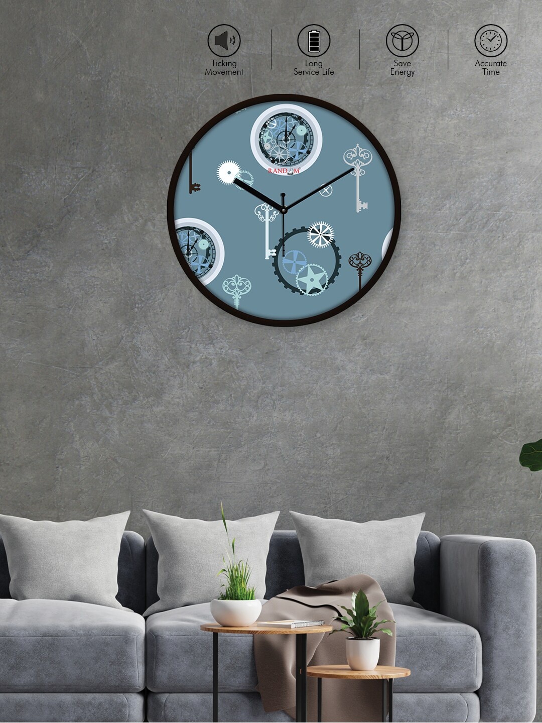 

RANDOM Blue & Black Printed Analogue Contemporary Wall Clock