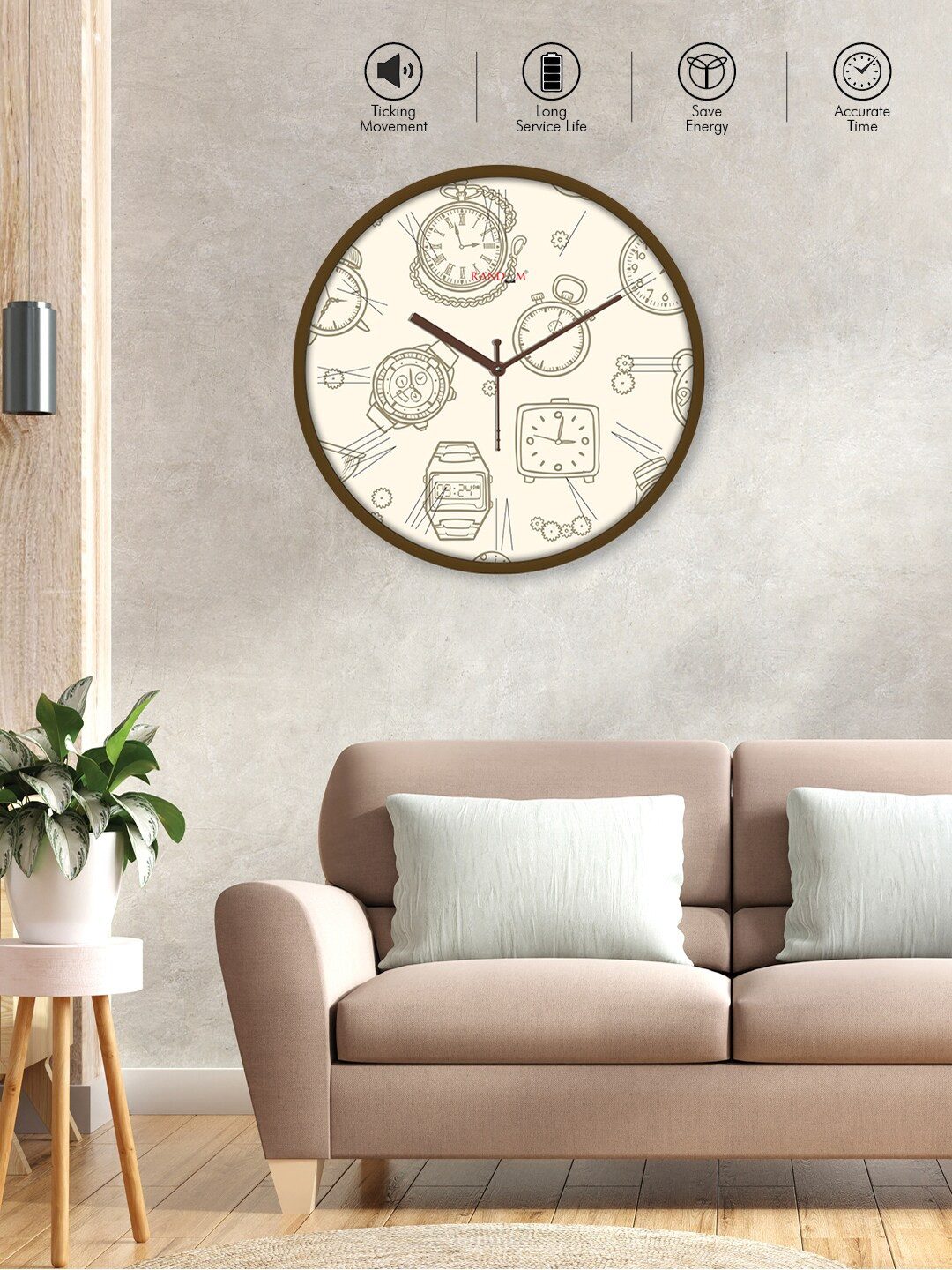 

RANDOM Brown Printed Analogue Contemporary Wall Clock