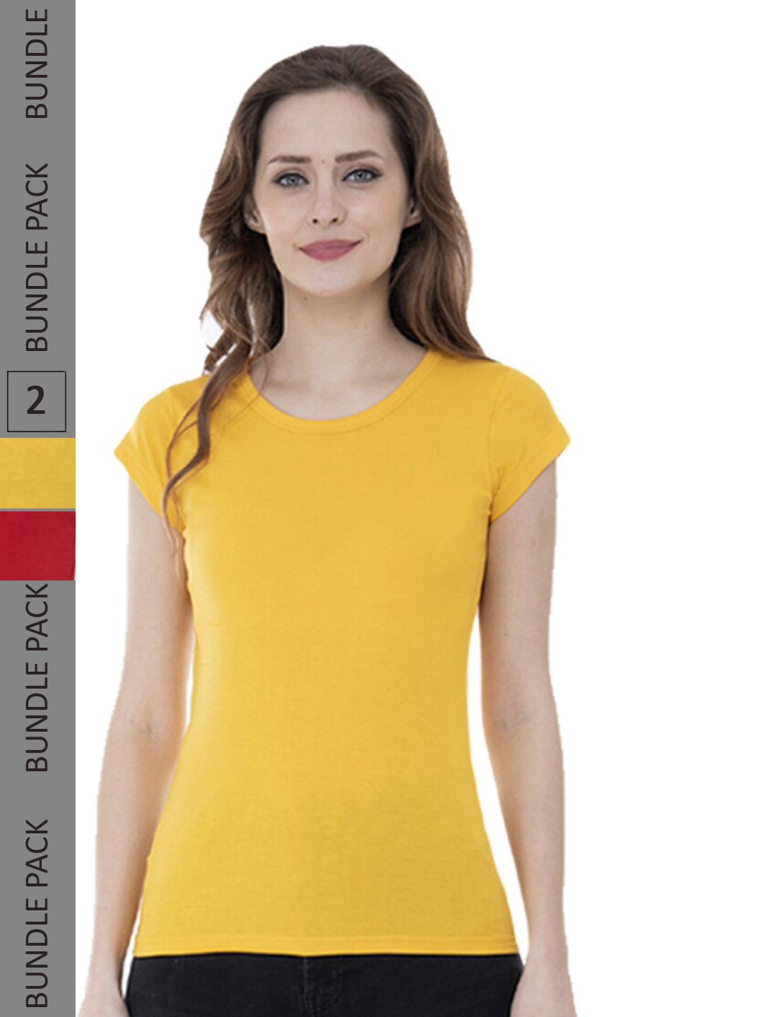 

IndiWeaves Pack Of 2 Round Neck Pure Cotton T-shirt, Yellow