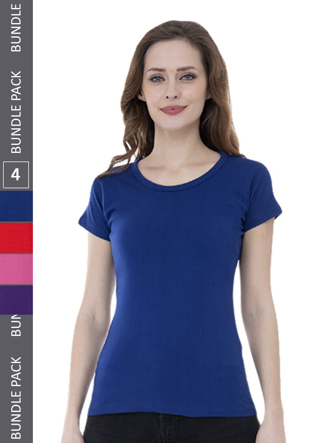 

IndiWeaves Pack Of 4 Round Neck Pure Cotton T-shirt, Blue