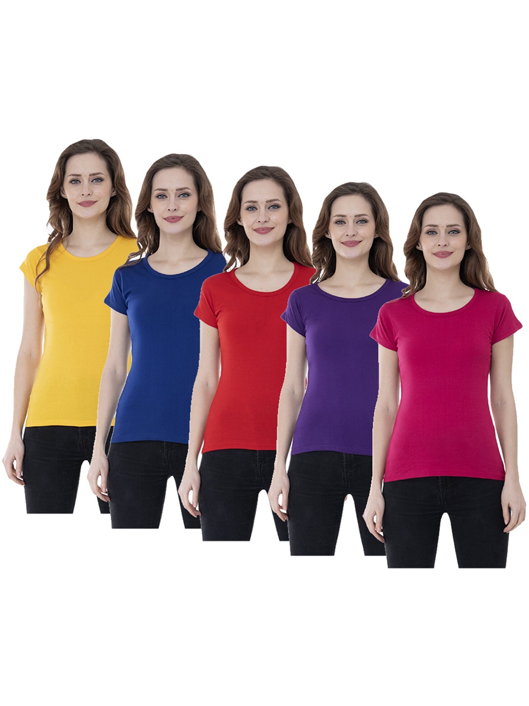 

IndiWeaves Women Multicoloured 5 T-shirt, Multi