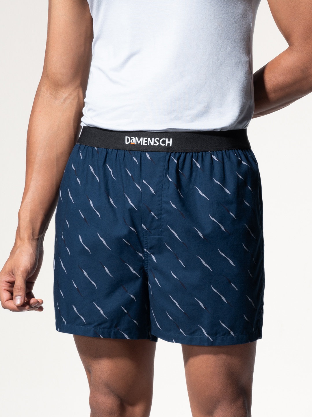 

DAMENSCH Men BREEEZE Ultralight Pure Cotton Inner Boxers IB1002-THUBLU, Navy blue