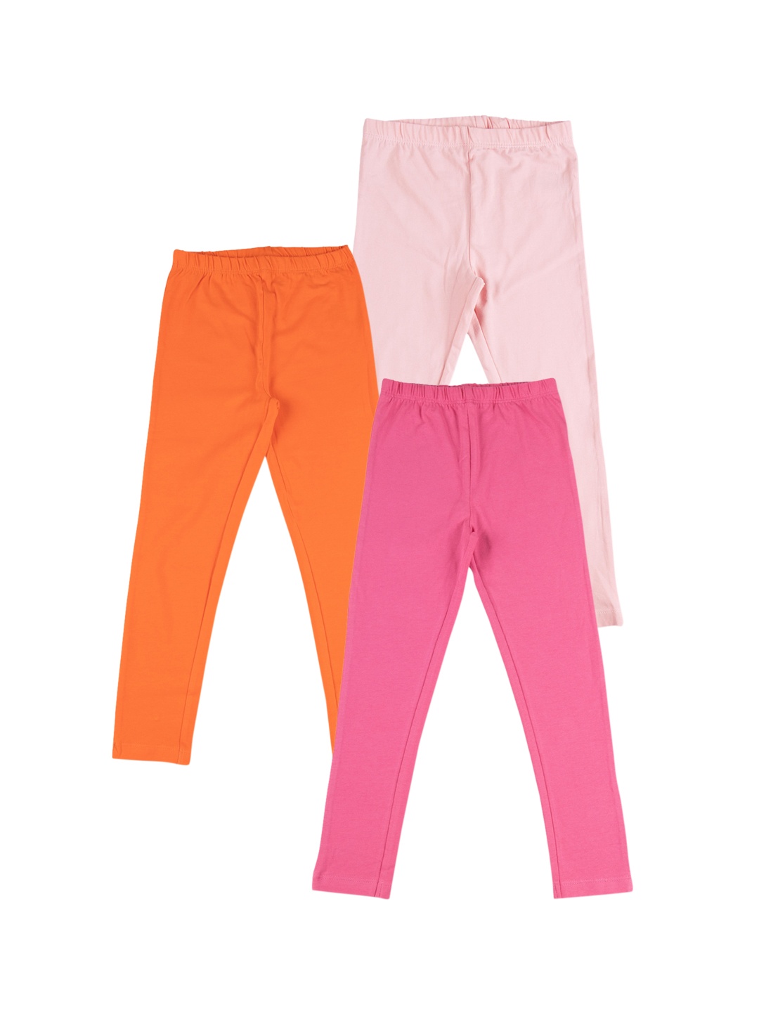 

JusCubs Girls Pack of 3 Cotton Ankle-Length Leggings, Orange