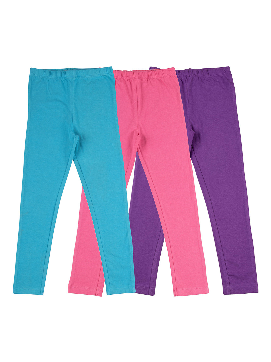 

JusCubs Girls Pack Of 3 Churidar-Length Cotton Leggings, Blue