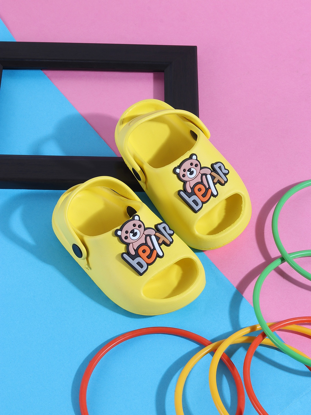 

Jazzy Juniors Kids Applique Embellished Clogs, Yellow