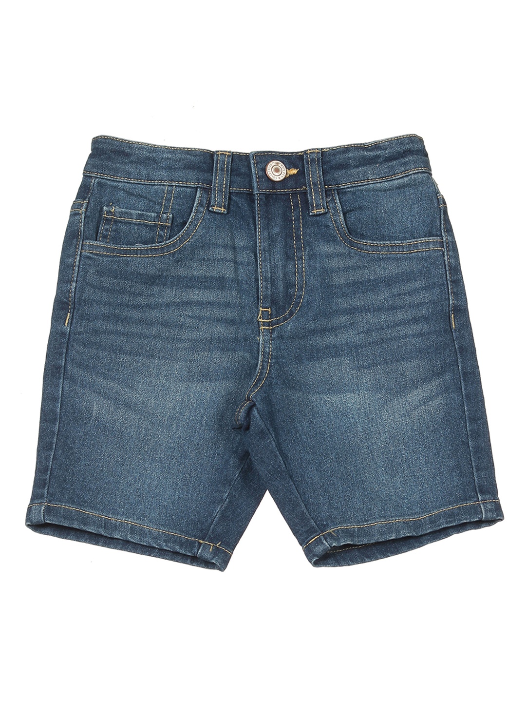 

Lil Lollipop Kids Washed Mid-Rise Pure Cotton Denim Shorts, Blue