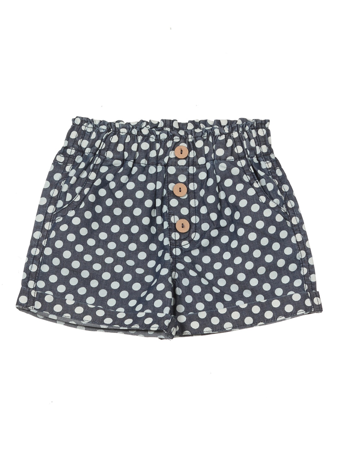 

Lil Lollipop Girls Polka Dots Printed Pure Cotton Outdoor Shorts, Blue