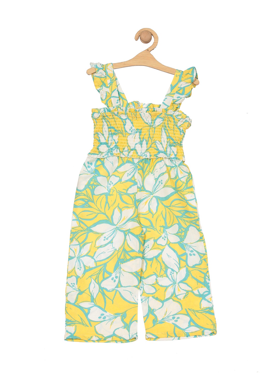 

Lil Lollipop Floral Printed Pure Cotton Jumpsuit, Yellow