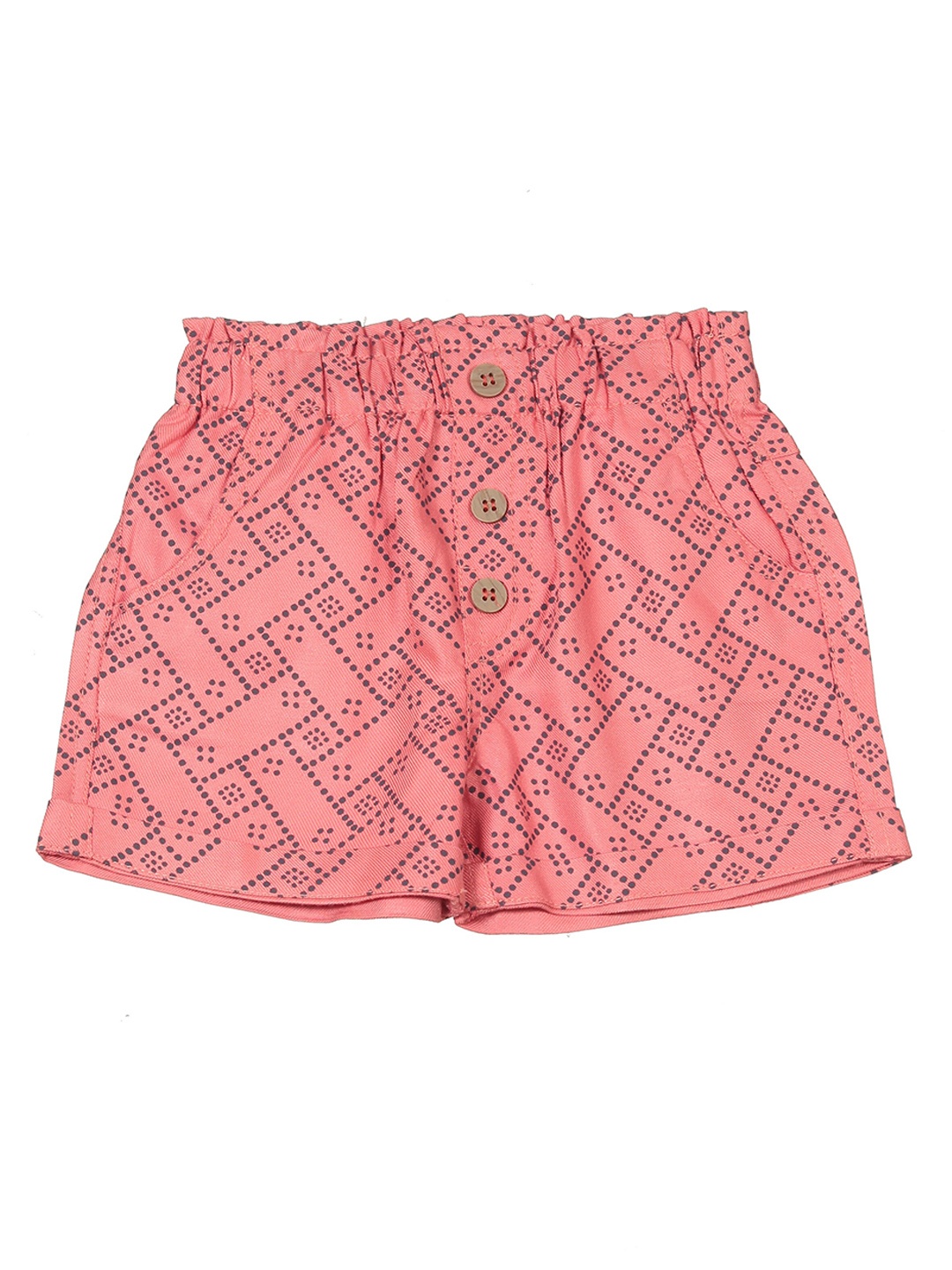 Lil Lollipop Girls Geometric Printed Outdoor Shorts, Peach