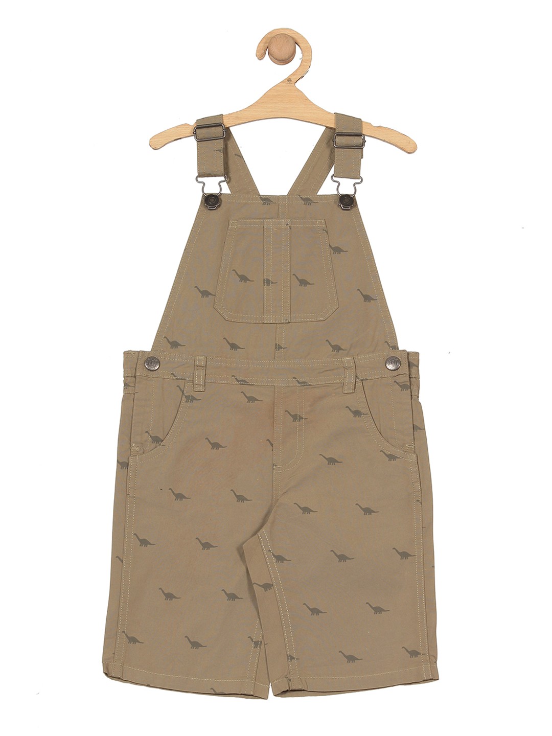 

Lil Lollipop Kids Cotton Conversational Printed Dungaree, Khaki