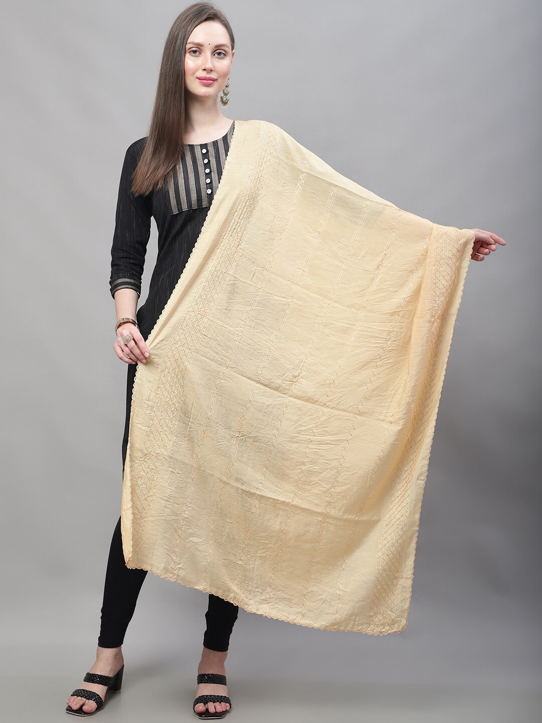 

LOOM LEGACY Woven Design Dupatta, Gold