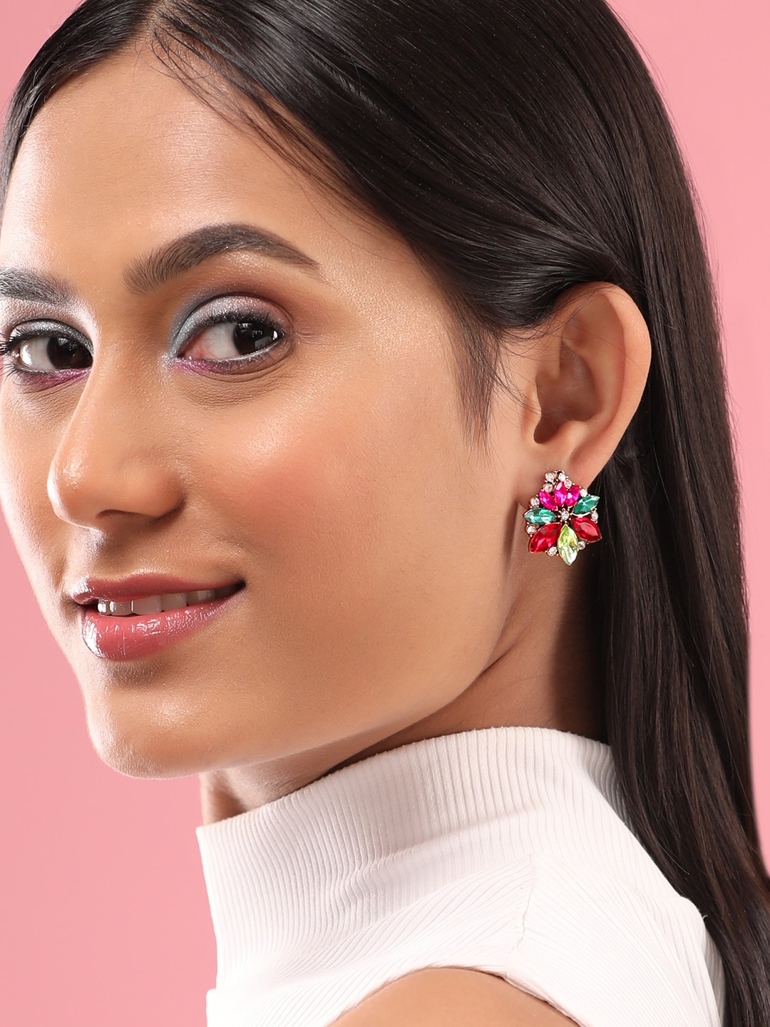 

TOKYO TALKIES X rubans FASHION ACCESSORIES Gold Plated Floral Shaped Stud Earrings