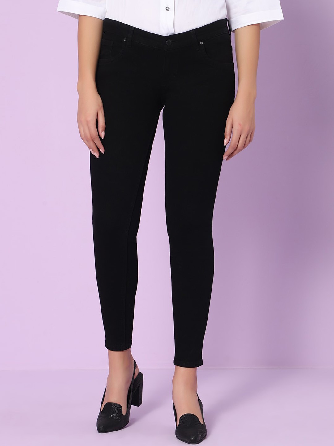 

HJ HASASI Women Skinny Fit Mid-Rise Stretchable Jeans, Black