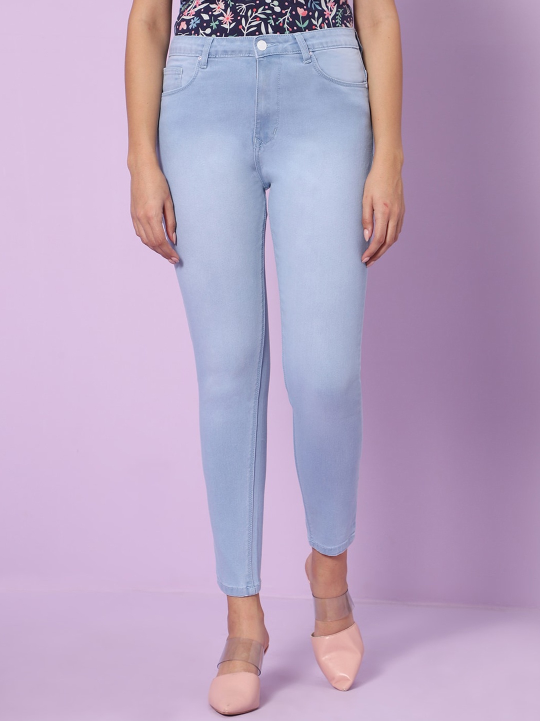 

HJ HASASI Women Slim Fit Mid-Rise Heavy Fade Stretchable Jeans, Blue